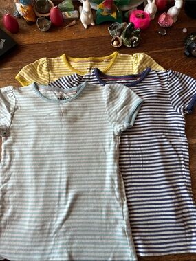 Mini Boden Striped Short Sleeve Tees in Light Blue, Navy & Yellow